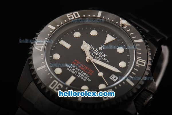 Rolex Sea-Dweller Automatic Movement Full PVD Case/Strap with Black Dial and Ceramic Bezel - Click Image to Close